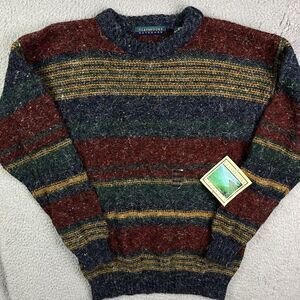 Vintage Claybrooke Outdoors Sweater Wool‎ Blend Striped Colorful Crew NOS Sz M
